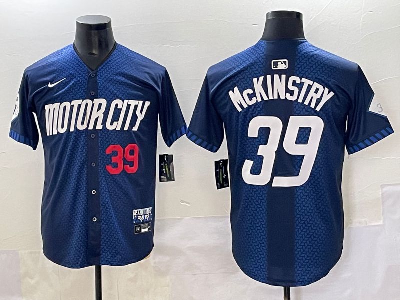 Men 2025 Detroit Tigers 39 Mckinstry Blue City Edition Nike MLB Jersey style 2